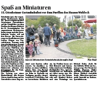 Ansicht des Artikels, der in der Griesheimer Woche vom 20.10.2025 veröffentlicht wurde, Foto mit Familien und Kindern und der Gartenbahn mit Kindern darauf sitzend und fahrend