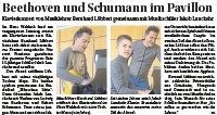 Ansicht des Artikels, der im Griesheimer Anzeiger vom 29.10.2025 veröffentlicht wurde, Foto mit Musiklehrer Bernhard Löbbert am Klavier mit seiner Tocheter Maja und am Klavier mit seinem Schüler Jakob Lanckohr